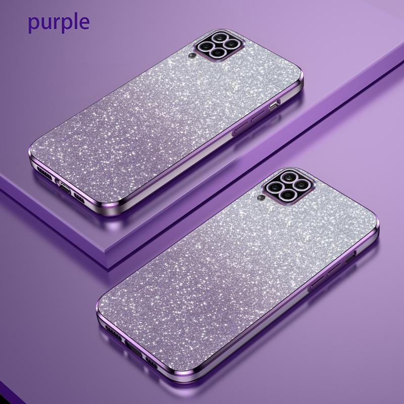 

For Samsung Galaxy A22 Luxury Electroplated Glitter Case For Samsung M22 M32 F22 F42 Soft Bumper Transparent Phone Back Cover For Galaxy A22 4G фиолетовый