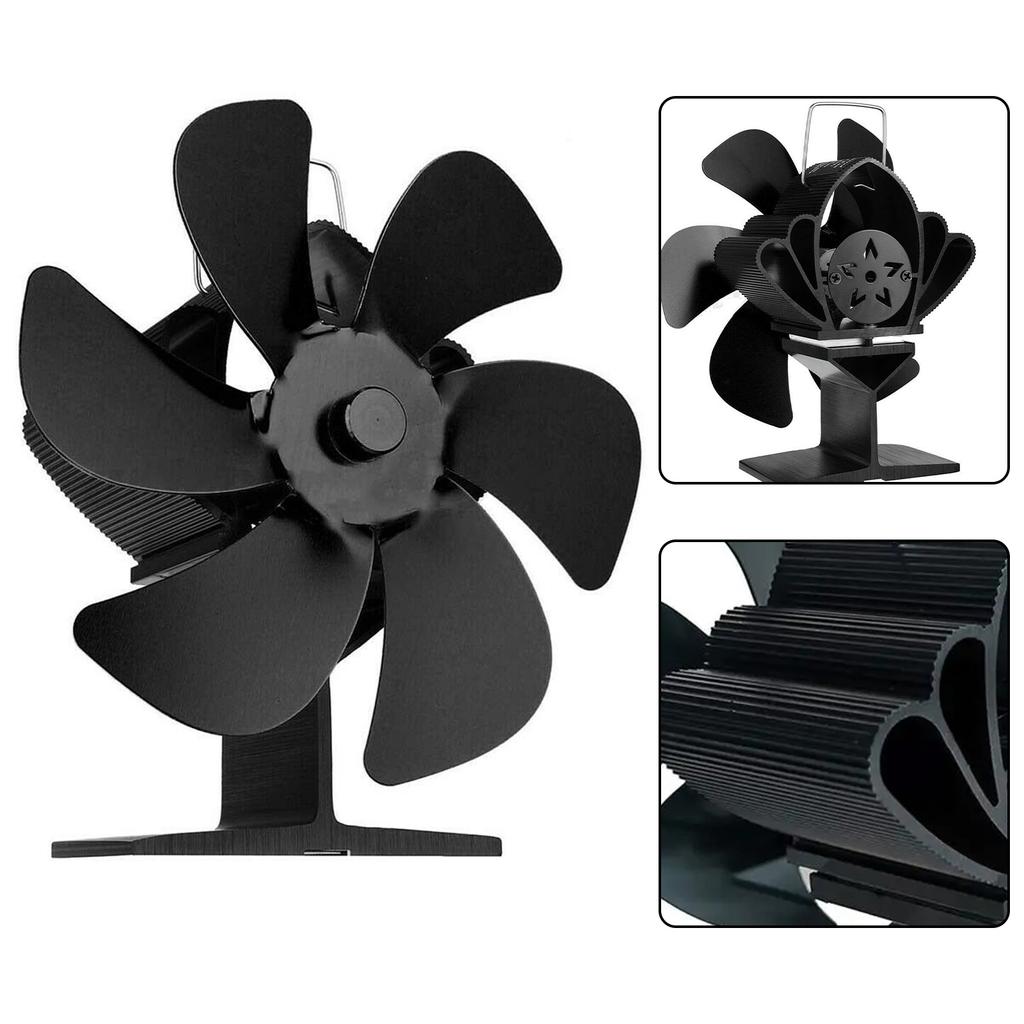 Fireplace Fan Stove Fan 6 Blades Heat Powered Quiet Fan Powerless Fan for Improved Heat Distribution and Overheat Protection