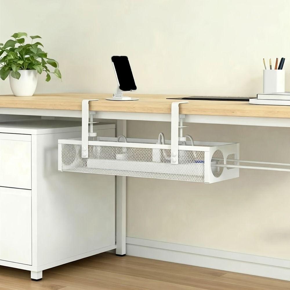 Space Saving Under Desk Wire Management Tray No Drilling Data Wire Storage Rack  for  Home