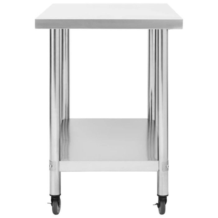 VidaXL Table de travail de cuisine avec roues 100x60x85 cm Inox