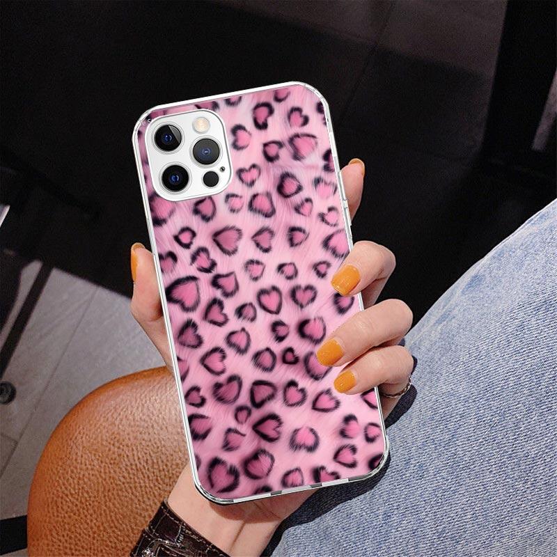 Rosa Leopardenmuster Handyhülle Für iPhone 13 12 Mini 11 Pro Max XS XR X SE 7 8 Plus 5S 5 6S 6 Geschenk Druckabdeckung Fundas