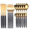 Luxunry 24Pcs Gold Dinnerware Flatware Set Silverware Stainless Steel Dinenr Knife Fork Coffee Spoon Home Tableware Cutlery Set