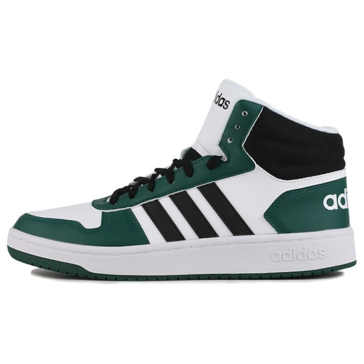 Adidas Neo Hoops 2.0 Mid Retro Basketball Shoes Men Sneakers Black Green FW5995