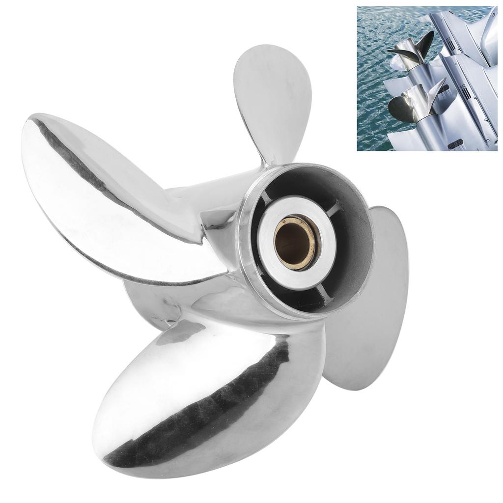 4 Blades Outboard Propeller Stainless Steel 13 X 19 RH Pitch Fit for YAMAHA 50‑130HP Engine