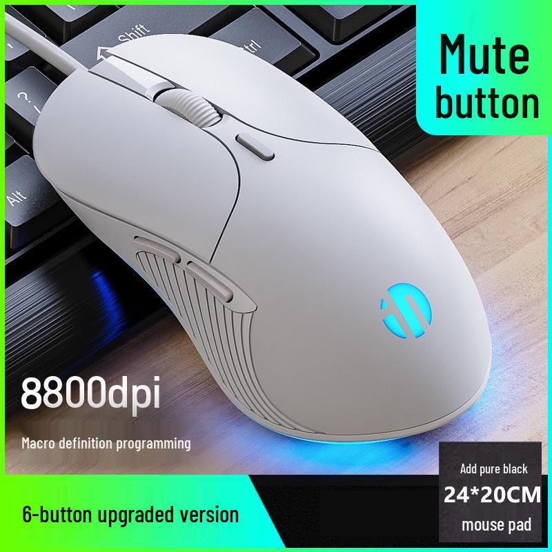 INPHIC B1 Silent Gaming Mouse, Wired, 6 Programmable Buttons, 8800 DPI, Luminous Design, Free Shipping