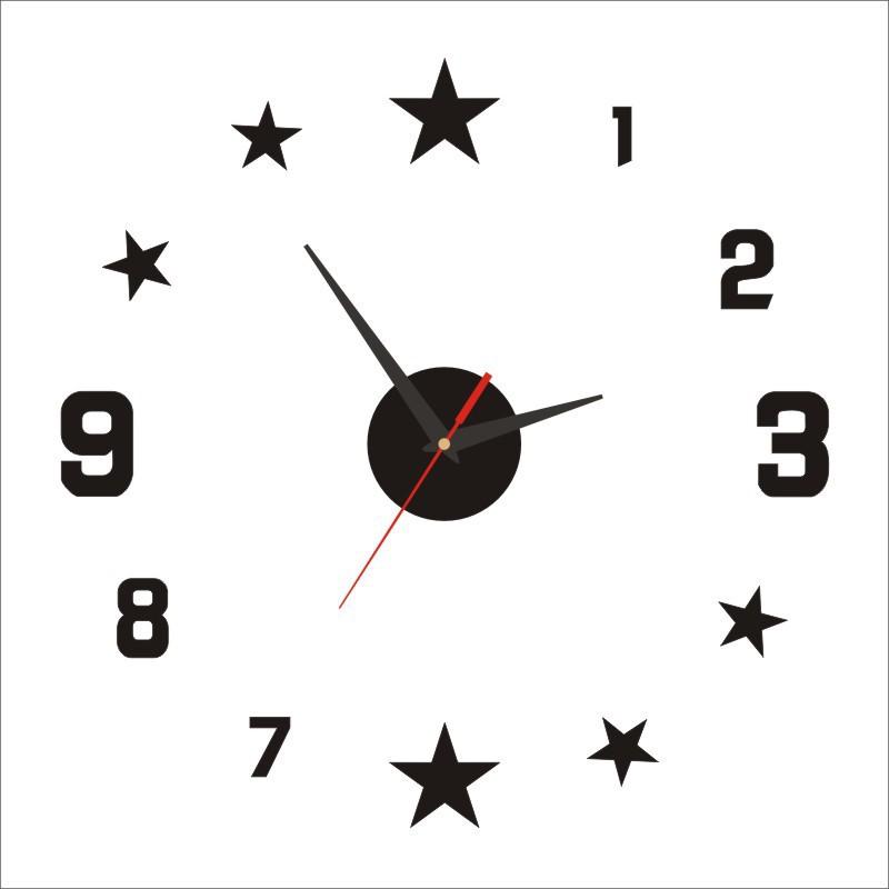 European Style Living Room and Bedroom Wall Clock, Silent DIY Clock, Simple Nail-free Wall Clock, Acrylic Clock