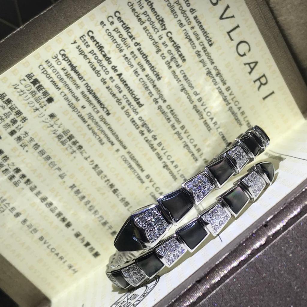 Pulsera Serpiente Espíritu Diamante CNC Plata 925: Elegante pulsera de hueso de serpiente de dos círculos con acentos de diamantes completos