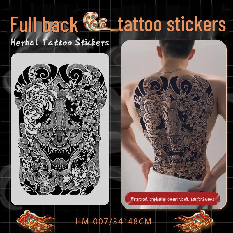 Open Door Prajna Waterproof Semi-Permanent Full Back Herbal Tattoo Sticker - Long Lasting, Large Size for Men & Women, Advanced Juice Simulation.