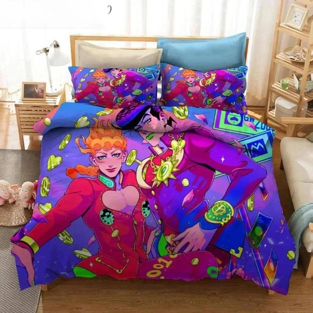 3D Anime JoJo Bizarre Adventure Jotaro Kujo Bedding Set Printed With Pillowcase Duvet Cover Soft Queen King Size Bedclothes Home