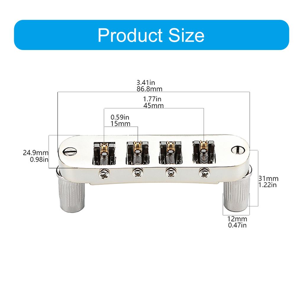 4 String Guitar Bridge Replacement Roller Saddle Guitar Bridge Tailpiece Electric Guitar Bridge Easy To Install