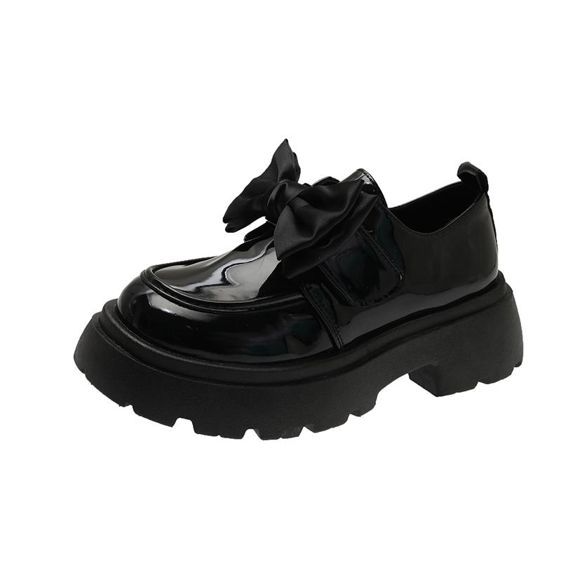 New Women's Single Shoes 2024 Spring Round Toe Butterfly Knot Platform Shoes for Women Fashion Lolita Ladies Mary Janes Shoes