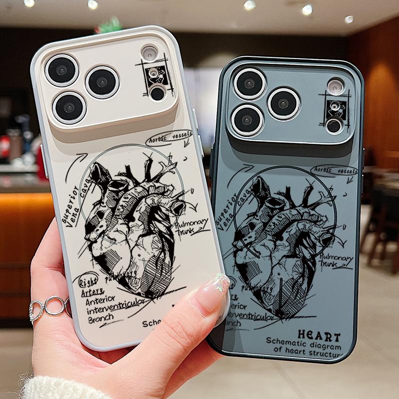 Heart Pattern Magnetic Phone Case For iPhone 17 Pro Max 16 15 14 13 Pro Max For Magsafe Wireless Charge TPU PC Back Cover Fundas