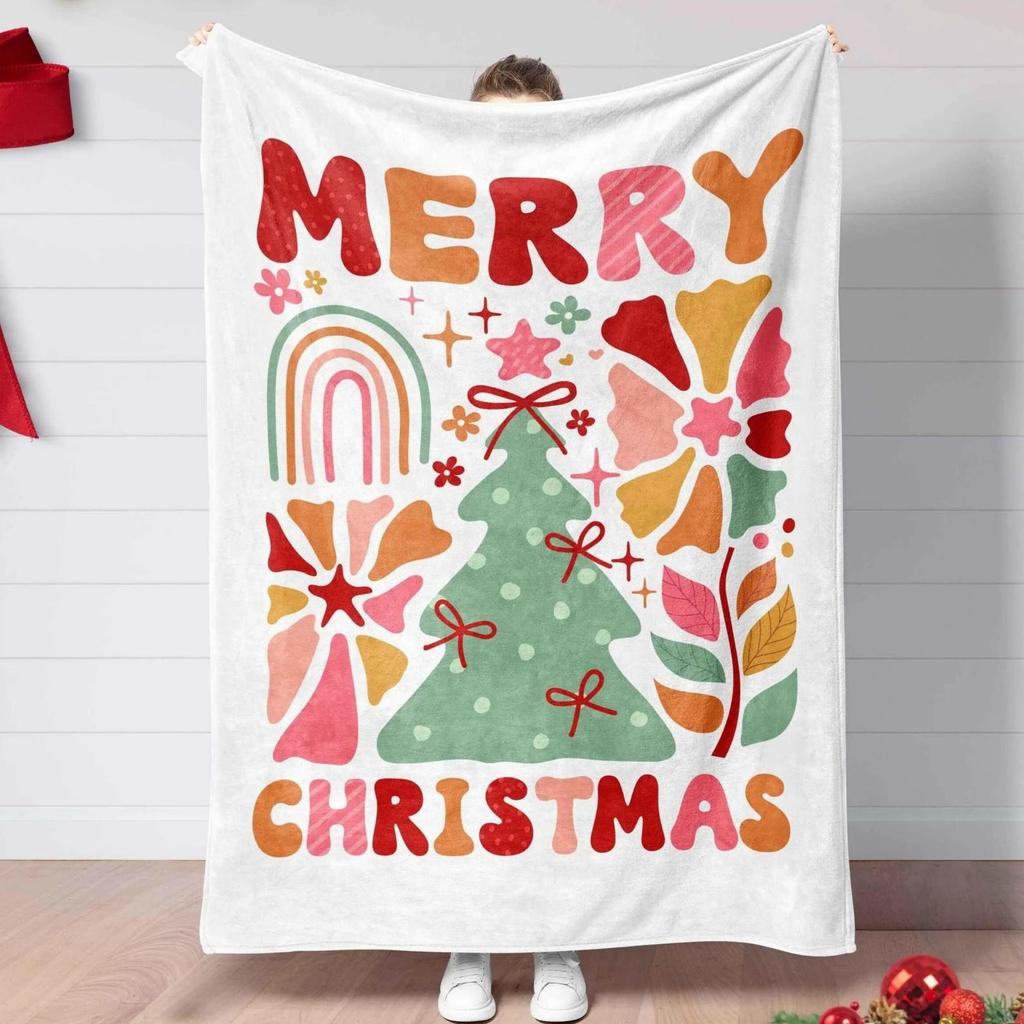 Merry Christmas Blanket:Winter Holiday Home Decor Throw