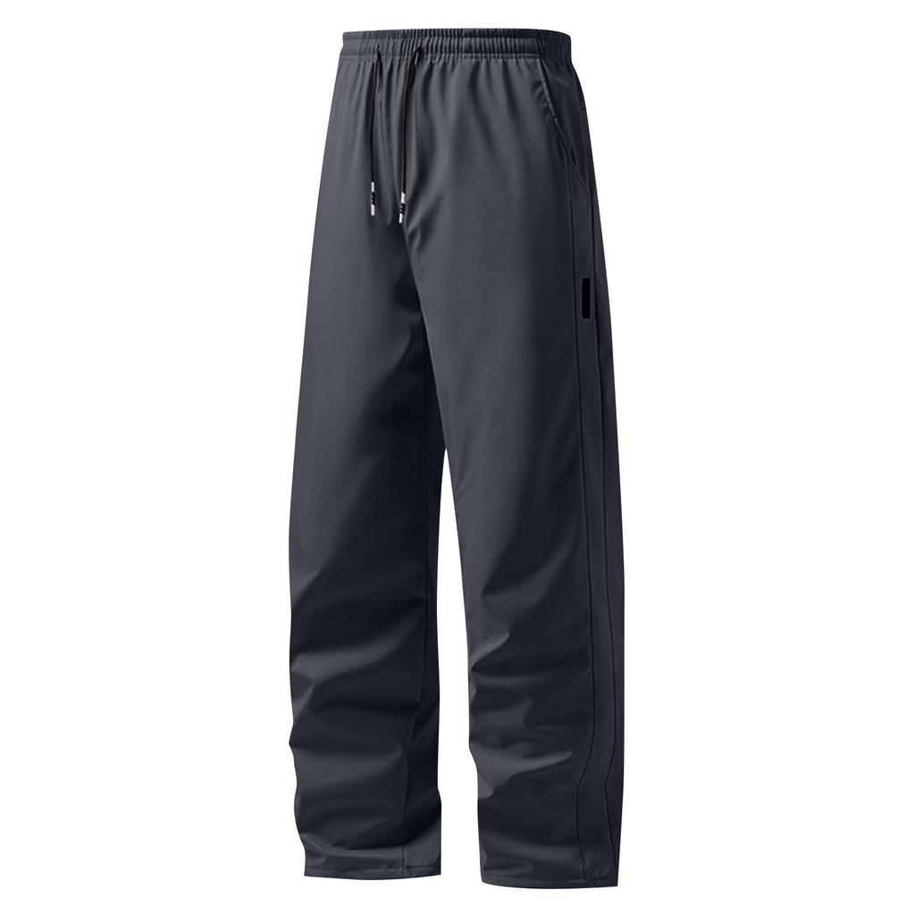 Men's Plush Casual Sports Pants Loose Warm Straight Solid Color Trousers