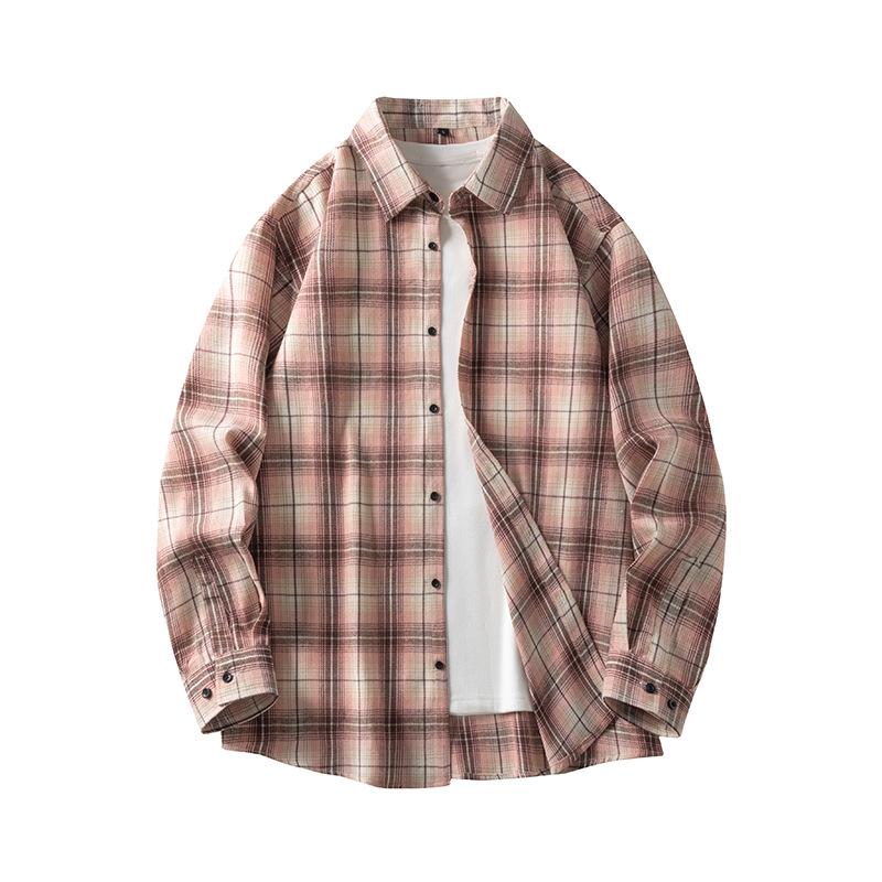 Unisex Plaid Long-Sleeve Shirt: Korean Style, Loose, Casual Jacket for Men and Women, 2025 Spring/Autumn Trend.