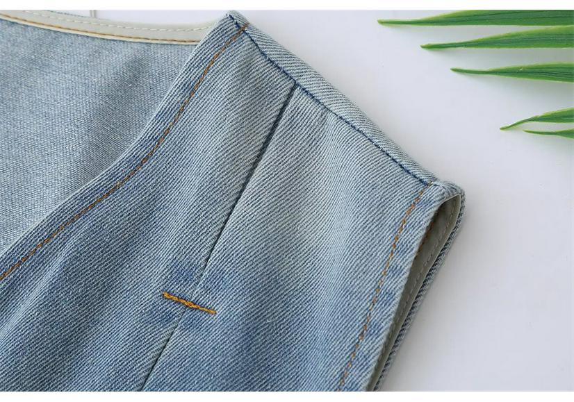 Plus Size Women's V-Neck Denim Vest - Spring/Summer 2026 Slimming Tank for 200 Jin