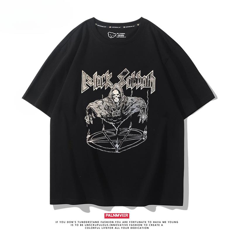 Heavy Metal Rock Band Black Sabbath, Black Sabbath Punk Style Printed Short Sleeved Loose Fitting T-shirt Trend