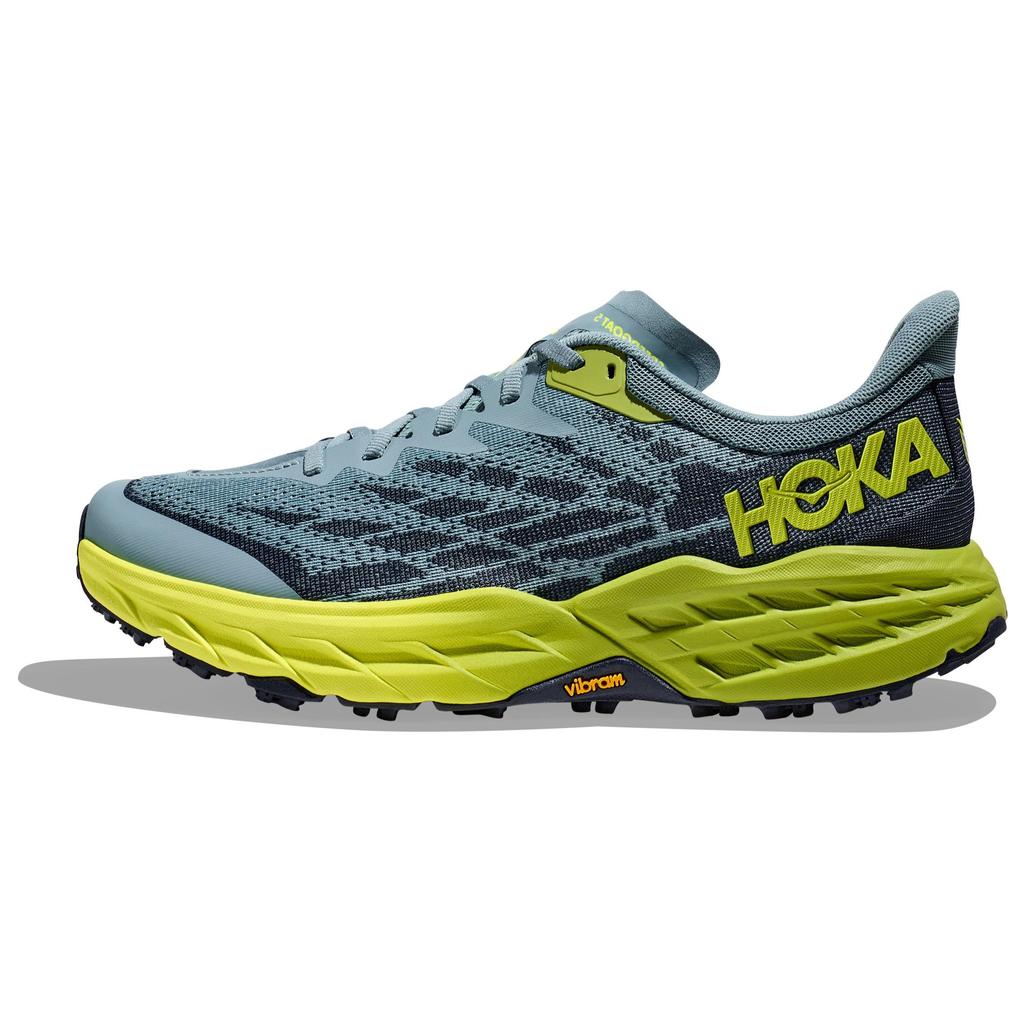 HOKA Speedgoat 5 2E Wide Stone Blue Men Joggesko Lime-Green 1123159-SBDCT