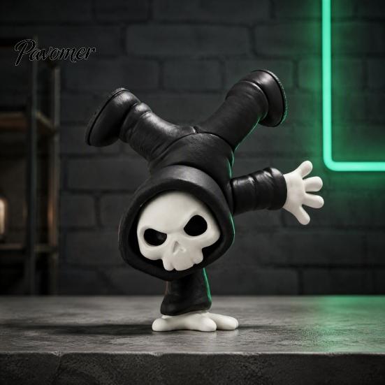 Posable Skull Ornament 3D Printed Upside-Down Reaper Ghost Ornament, Creative Statue, Funny Halloween Personalized Holiday Figurine for Home