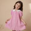 Children'S College-Style Fashionable Plaid Short-Sleeve Woven Cotton Summer Dress