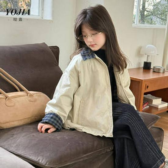 YOJIA Winter 2025 Girls' Cartoon Fleece-Lined Hoodie - Warm Sweatshirt for Little Girls