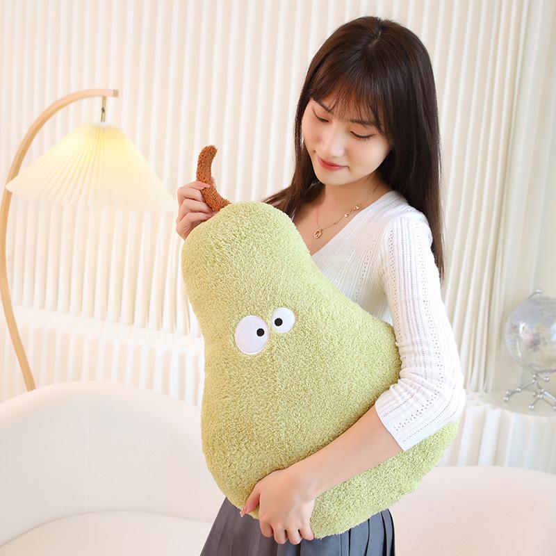 66X40Cm Humanoid Green Pear Plush Pillow Stuffed Kawaii Fruit Cushion Back Support Plushie Sofa Chair Decor Gift