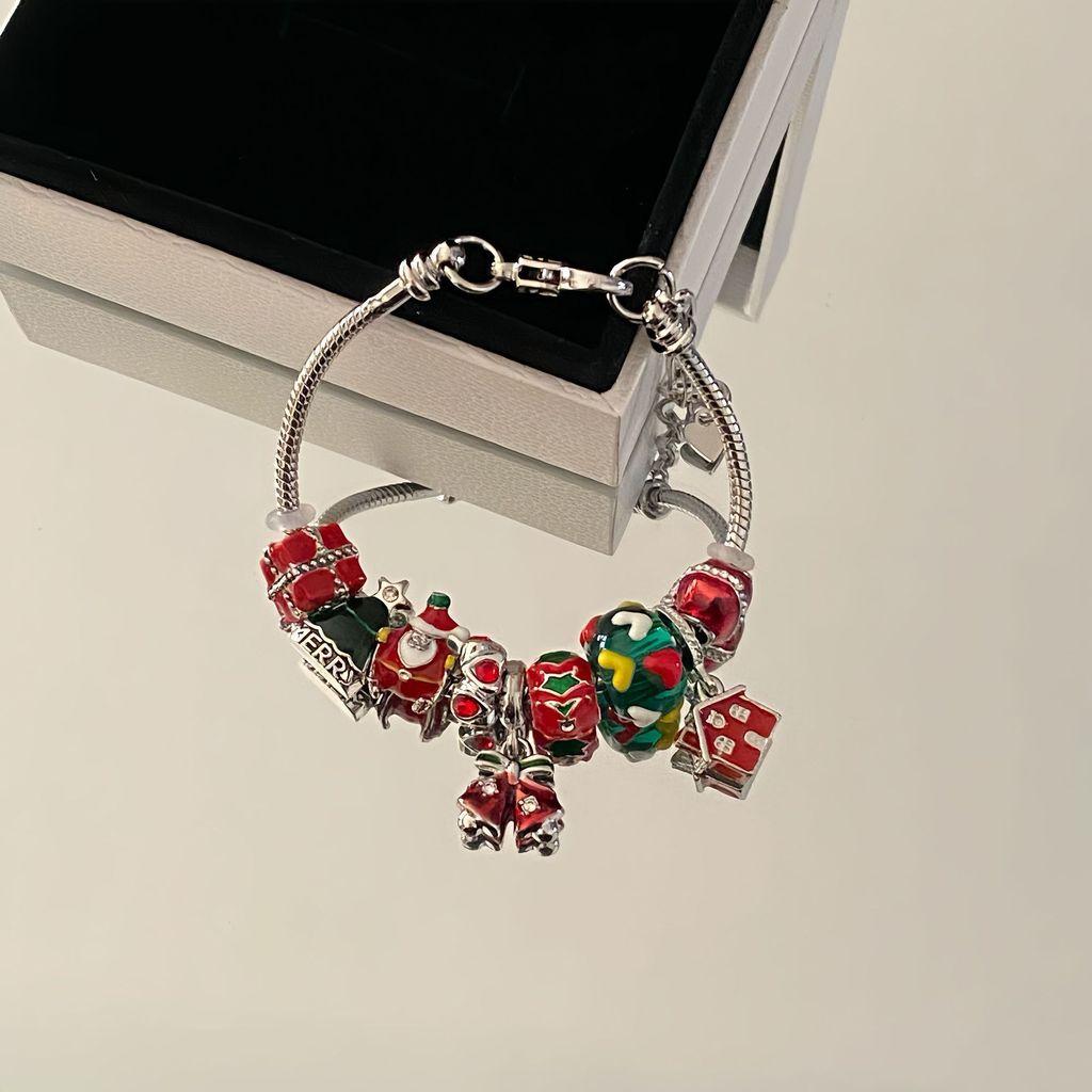 Christmas Diy Beaded Bracelet With Santa Claus Tree Snowflake For Women Gift