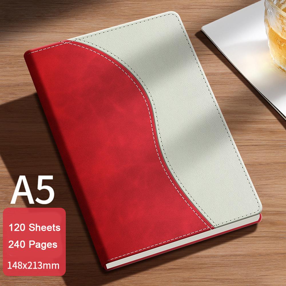 (Logo can be engraved) A5/B5 leather student subject notebook, business meeting record book, notepad, office ledger, diary, lined inner pages