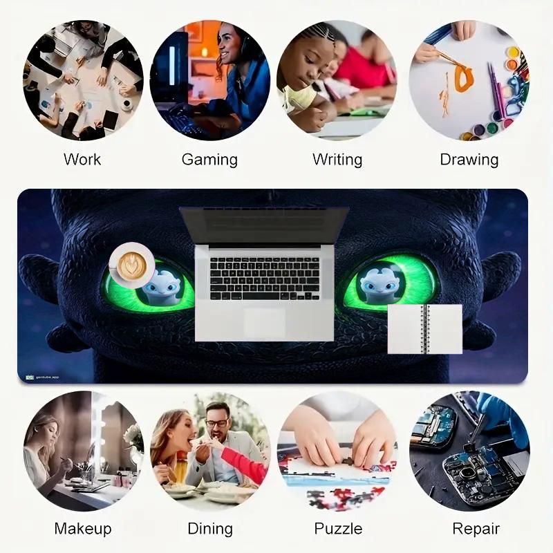 Dragon Eyes Xl Gaming Mouse Pad Nonslip Rubber Base Stitched Edge Waterproof Desk Mat For Pc Laptop Gamer Office Computer Accessories C929910