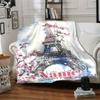 Spring Blossoms Eiffel Tower Home Blankets Comfortable Soft Lightweight Multipurpose Blanket For Picnics Sofas Offices Beds Living Rooms Perfect Gift
