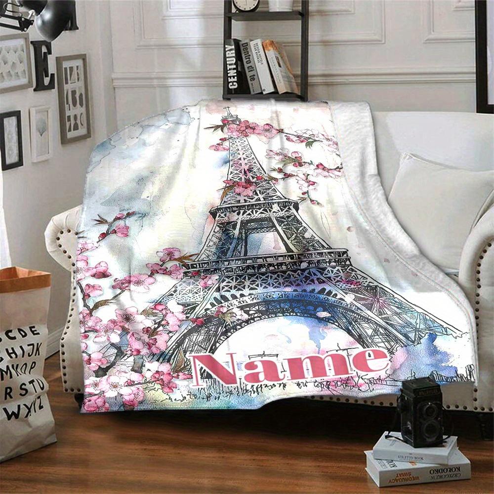 Spring Blossoms Eiffel Tower Home Blankets Comfortable Soft Lightweight Multipurpose Blanket For Picnics Sofas Offices Beds Living Rooms Perfect Gift