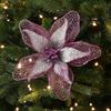 New 23cm Poinsettia Glitter Flower DIY Large Christmas Flowers Party Supplies Hanging Ornaments Xmas Tree Decorations