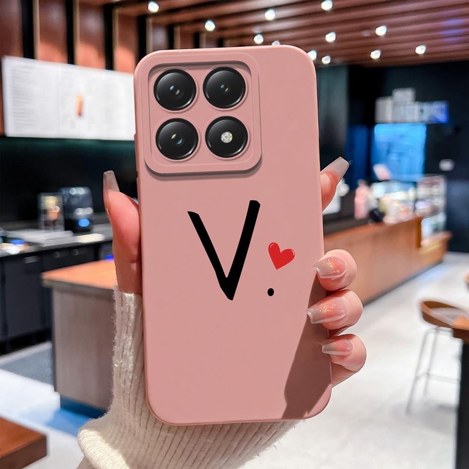 Custodia Per Xiaomi 14T 14 15 12 12S 12T 12X Pro Ultra Lite Cover Posteriore Carina Cuore d'Amore Modello Lettera Silicone Morbido Anti Caduta Protettiva Per Xiaomi Capa