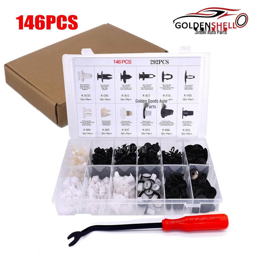 146-Piece Universal Car Snap Fasteners & Rivets Set for Toyota, Mitsubishi