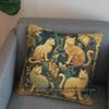 2D Cute Golden Cats Floral Patterned Pillow Cover Pattern Cushion Cover Suitable For Sofa Bedroom Car Pillow Cover