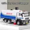 1:50 Extended Trailer Dump Truck Toy Models Alloy Diecast Sanitation Sweeping Trucks Sound Light Door Opened Pull Back Boy Gifts