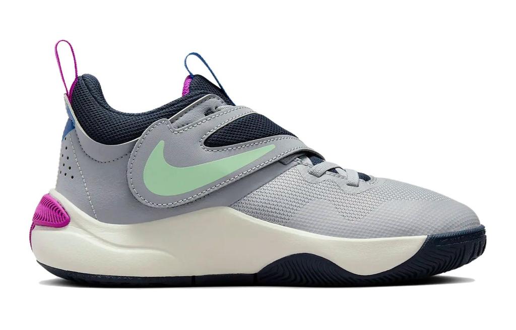Nike Team Hustle D 11 GS Slip Resistant Cushioning Low Top Children's Basketball Shoes Gray Blue FN5005-001