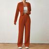 Women's Fashion Textured Two-Piece Long Sleeve Drop Shoulder Zipper Drawstring Hooded Suit
