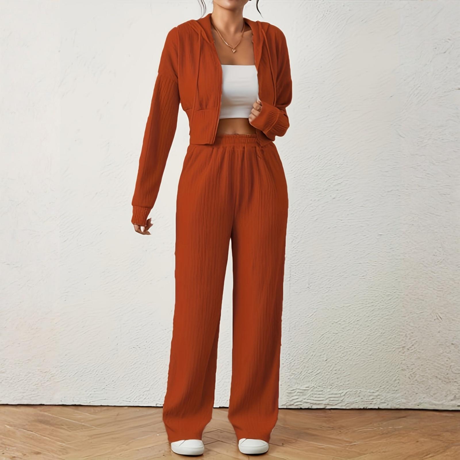 

Женский модный текстурированный двухпредметный костюм с длинными рукавами, спущенной линией плеча, молнией, кулиской и капюшоном S винный