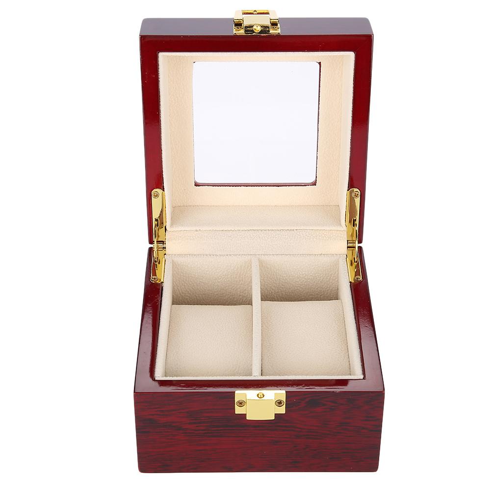 2 Grids Wooden Watch Holder Wristwatch Display Case Jewelry Gift Storage Box Organizer