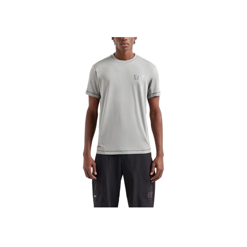 Emporio Armani EA7 SS24 Letter Logo Printed Short Sleeve T-Shirt Men tops Gray 3DPT22-PJMEZ-1923
