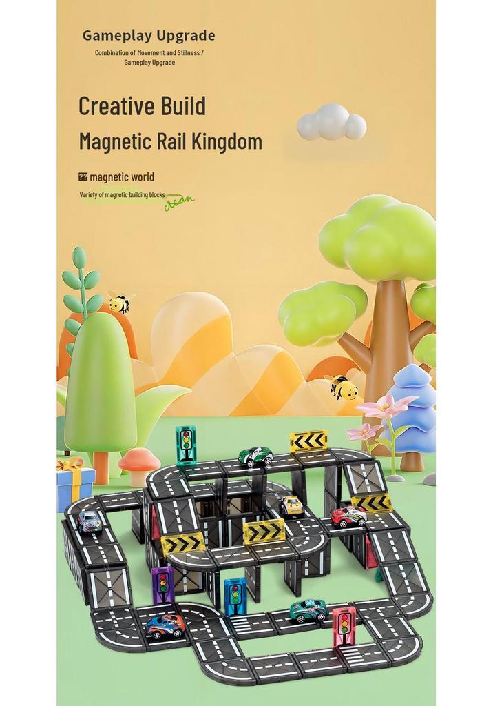 Magnetic Tiles: Stained Glass Puzzle & City Tracks for Kids 3+