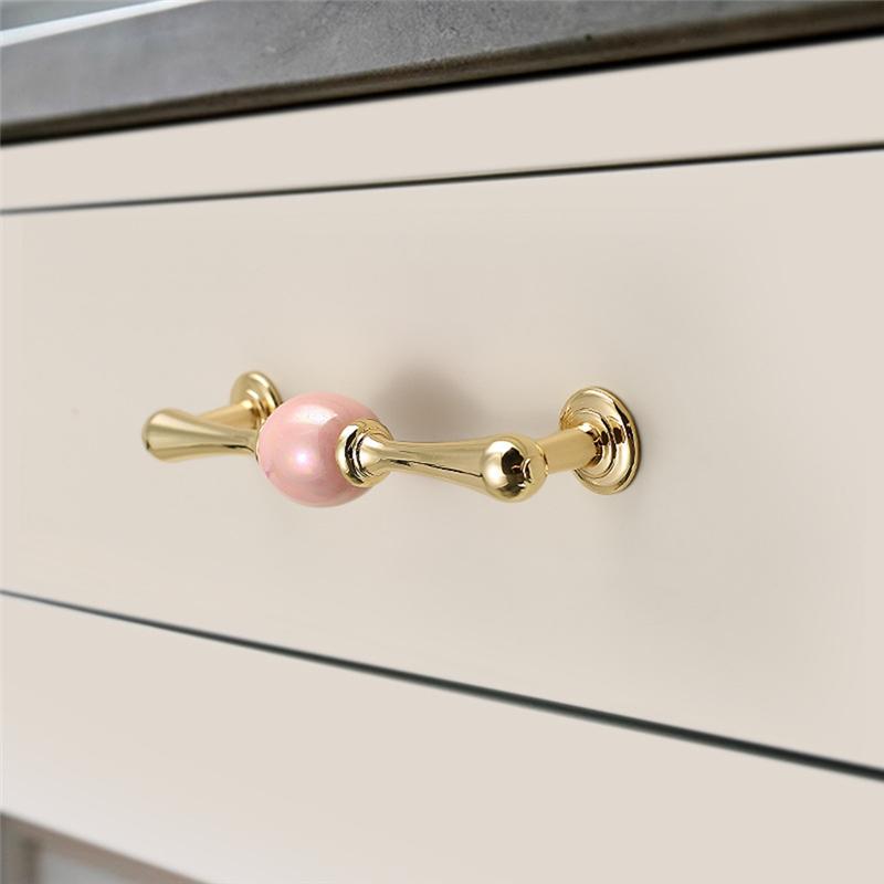 A34R Fashion Cabinet Handle Golden Kitchen Cupboard Door Handle European Style White Furniture Handle'
