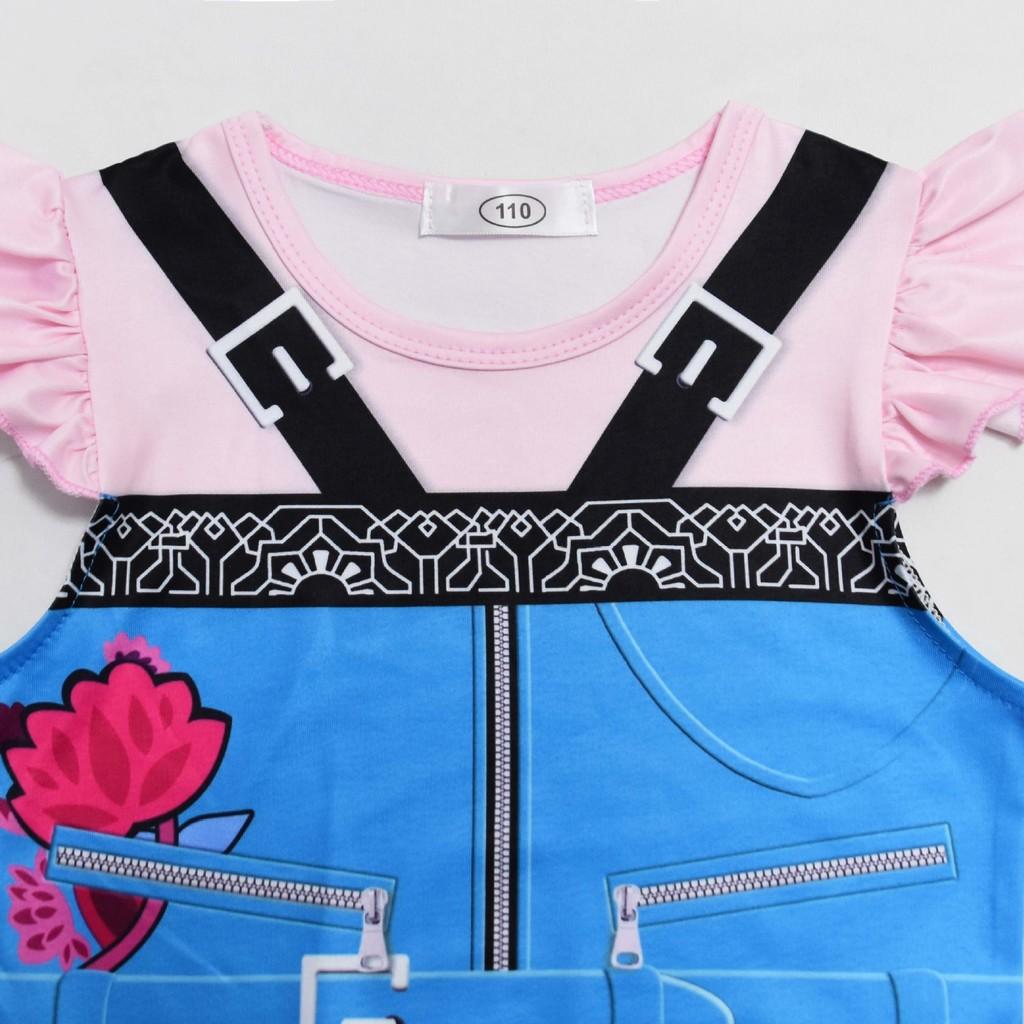 Kids Girls Anime Cartoon KPop Super Star Singer Printed Ruffle Sleeves O Neck Casual Dress Halloween Cosplay Costumes