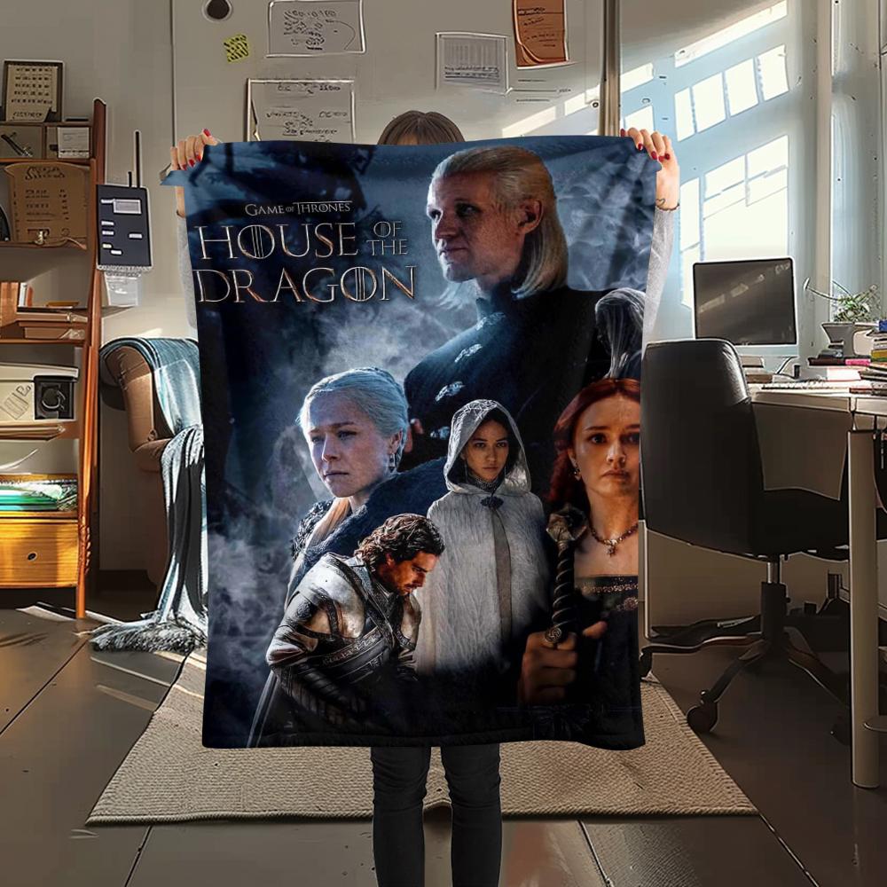 

1 шт. Фланелева ковдра з принтом «Дім дракона», Висока якість, Зручна для всіх сезонів, Декор для дому, Тепло та затишок, Ідеально для різдвяних подарунків 80cm x 120cm