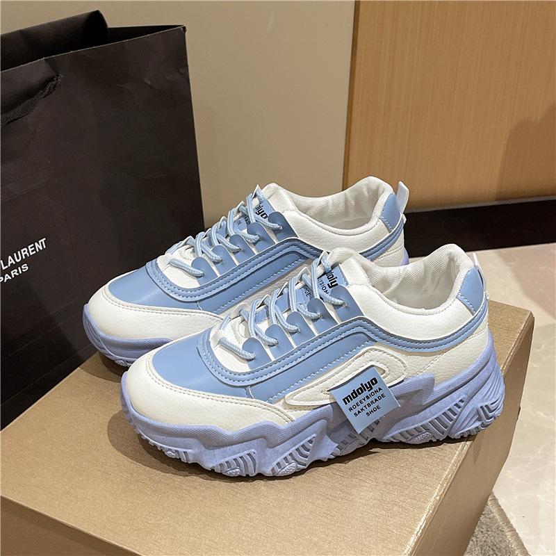 

Dad shoes women s shoes 2024 new spring and autumn versatile popular casual sports women s shoes ins tide platform white shoes 40 синій