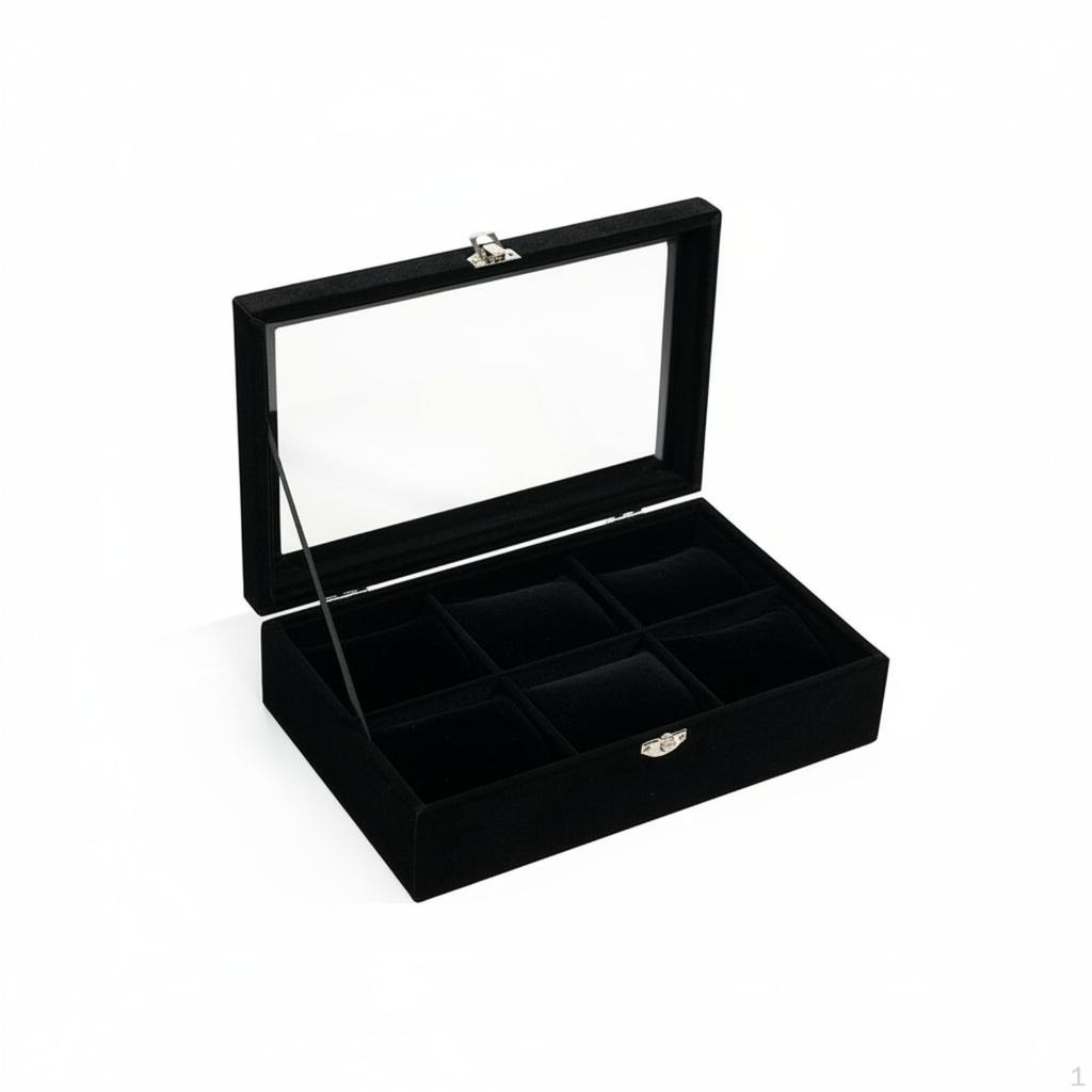Compact Watch Storage Box with Clear Lid Safeguarding 6-Slot Organizer