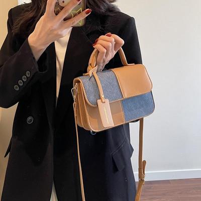 Retro Patchwork Colorblock Women's Handheld Square Bag - 2025 Fashion Casual Crossbody & Shoulder Bag