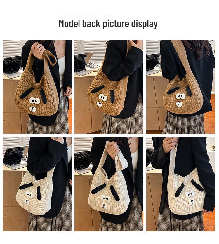 2025 Stylish Knitted Dog Crossbody Bag - Large Capacity Autumn/Winter Shoulder Bag for Women