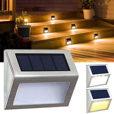 Lampă solară pentru gard din oțel inoxidabil Lumină pentru punte, impermeabilă, pentru exterior, pentru grădină, curte, curte, trepte, lampă LED de perete